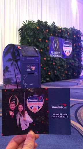 Capital One branded photo experience booth at corporate event